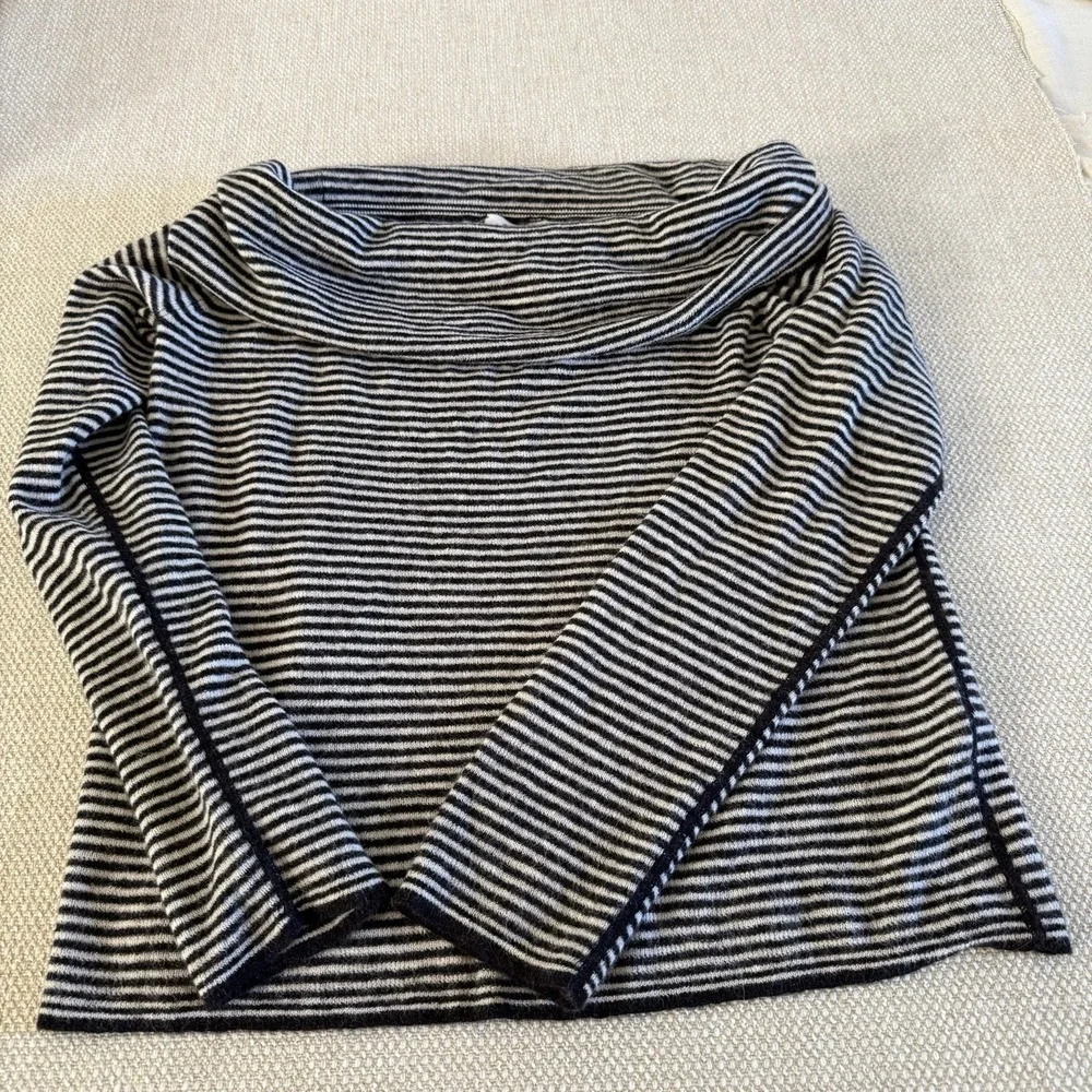 NWT Madewell Womens Alpaca Wool Blend Cowl Neck Sweater Black White Stripe XXL‎